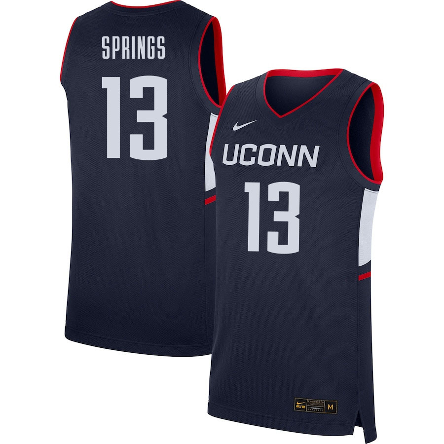 2021 Men #13 Richie Springs Uconn Huskies College Basketball Jerseys Sale-Navy - Click Image to Close